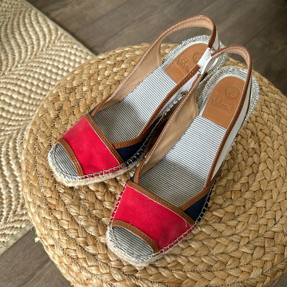 Vidoretta Canvas Open Tow Slingback Espadrilles Women's Size 7